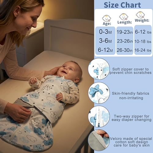Image of GUNTAIL Newborn Sleep Sack Baby Swaddle,3-Way Adjustable Wearable Blanket,100% Rayon Cotton Swaddling sleeping bag (Clouds & Moon, 0-3 Months)