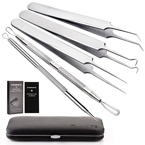 FAMILIFE F01 5 in 1 Blackhead Remover Kit, Blackhead Extractor Tools for blackhead Acne Blemish Pimple Comedone