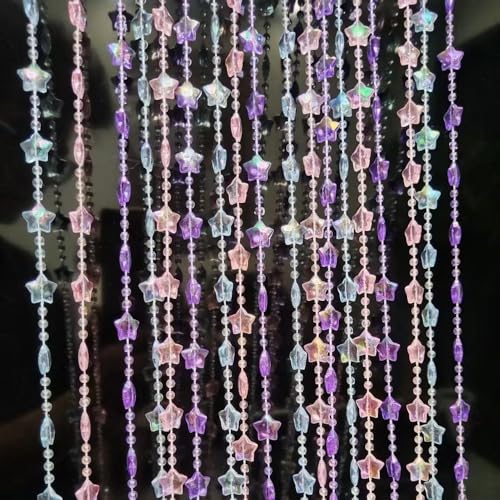 ave split Beaded Curtain Doorways Star Acrylic Hanging Door Beads String Curtains Tassel Room Divider Screen Decor for Doorway Window Living Room Wedding 049Star (Colourful Star)