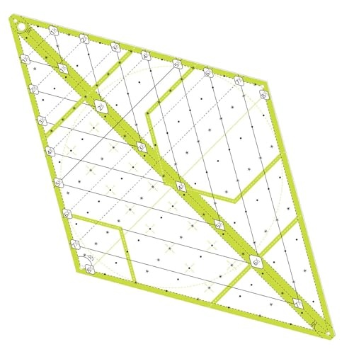60 ° grünes Acryl-Diamant-Quilt-Lineal, 43 x 25 cm, Präzisionspatchwork-Schablone zum Nähen und Teilen