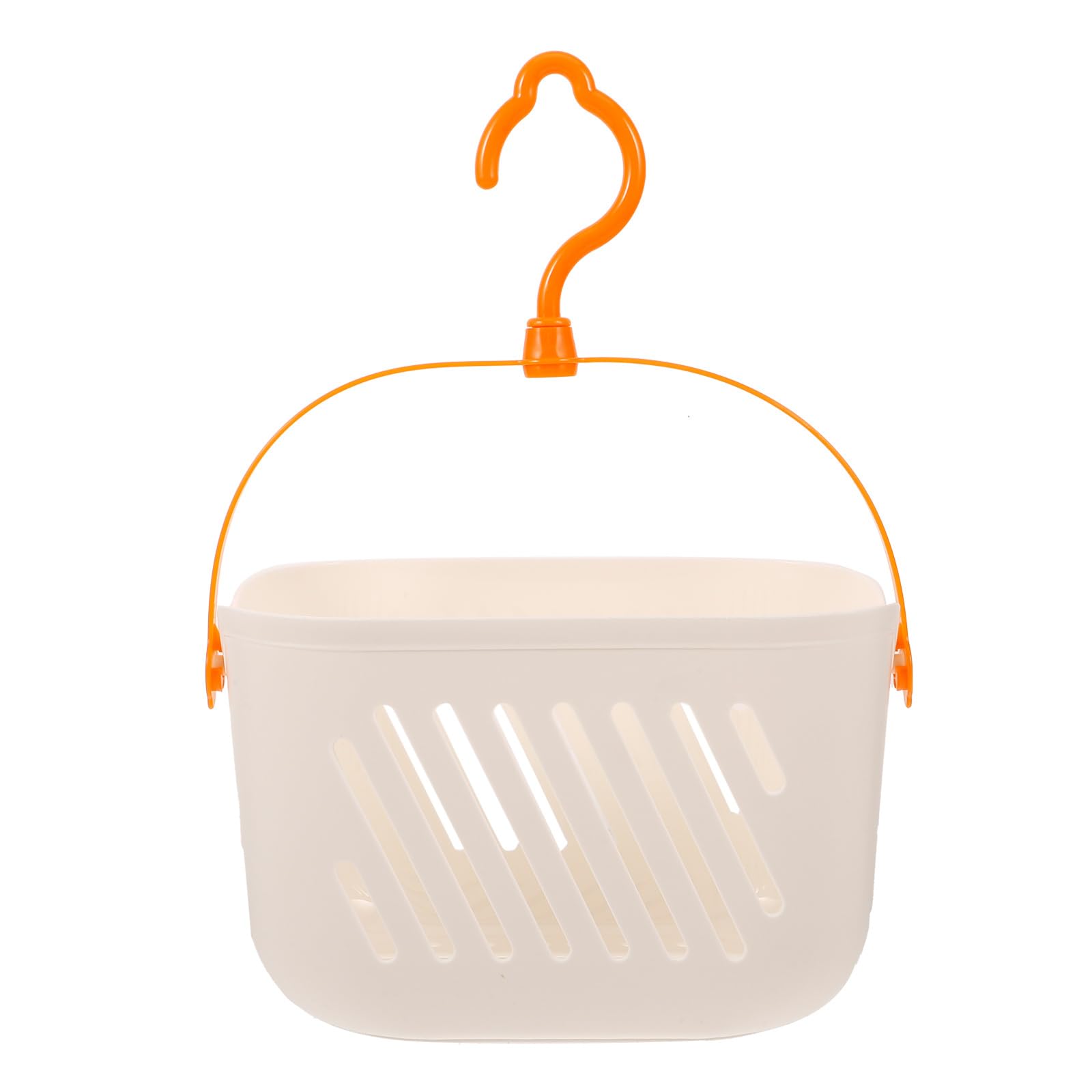 Angoily Cesta de ducha colgante de plástico para colgar, cesta de ducha portátil, organizador de cocina con gancho para el hogar, color blanco