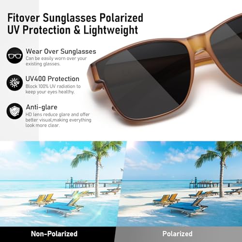 Image of GEGURI Polarized Sunglasses Fit Over Glasses for Men Women, Oversized Square Sun Glasses UV400 Protection Shades