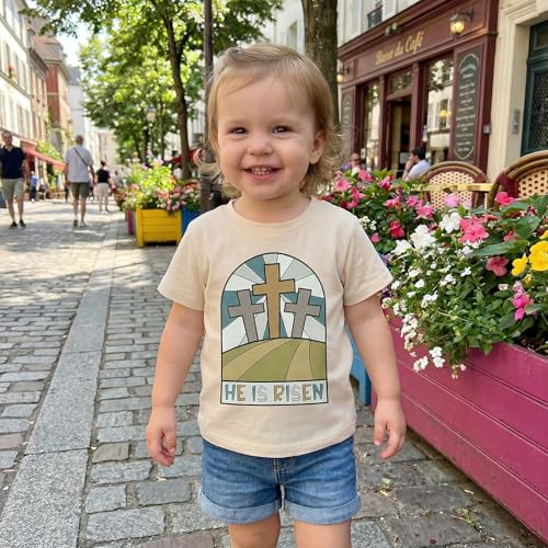 Image of Easter Bunny Shirt for Toddler Boys Girls Kids Funny Rabbit Letters Graphic Cotton Short Sleeve T-Shirt Top