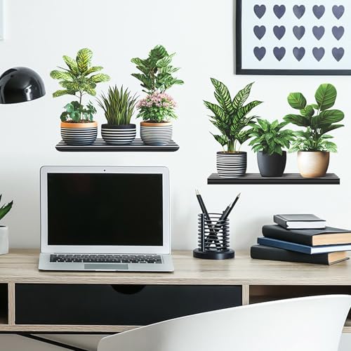 Image of Green Plant Wall Stickers, 3D Bonsai Tropical Betterfly Creative Vinyl Peel and Stick Removable Wall Art for Living Room Bedroom Home Office (Green Plant 7)