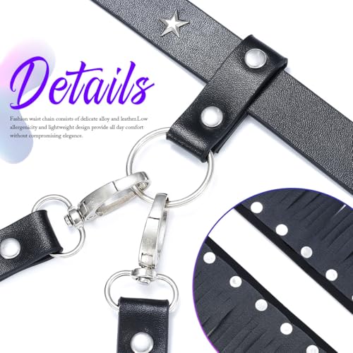 Leather Fringe Belt Black Fashion Rave Waist Body Accesories for Women3