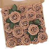 N&T NIETING Artificial Flowers Light Brown Roses, 50 Pcs Faux Flowers Fake Flowers Perfect for DIY Wedding Bouquets Centerpieces Birthday Party Home Flower Arrangement Decorations Fall Flowers