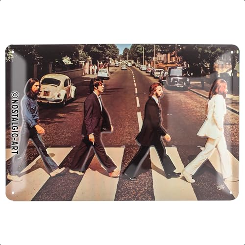 Nostalgic-Art Retro Blechschild, 20 x 30 cm, Fab4 – Abbey Road – Geschenk-Idee für Musik-Fans, Original Lizenzprodukt (OLP), aus Metall, Vintage Design, Blechschilder Sprüche
