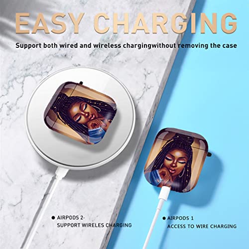 African American Girl Airpods Case, Olytop Cute Afro Girly Black Women Apple Airpods Case 2Nd Generation Shockproof Protective Cover With Keychain For Airpod 2Nd 1St Gen Case #TOP6