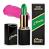 L'Paige pH Color-Changing Lipstick and Lip Stain – Green to Bold Pink-Fuchsia Transformation, Temperature Sensitive Satin Finish, Aloe Vera Infused, Long-Lasting Moisturizing Lip Color, Shade LGR