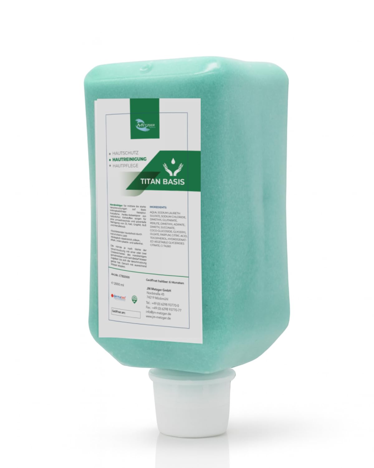 Titan Basis Handreiniger 6x2 Liter Softflaschen | pH-neutral, lösungsmittelfrei, 6x2 L Softflaschen, dermatologisch getestet