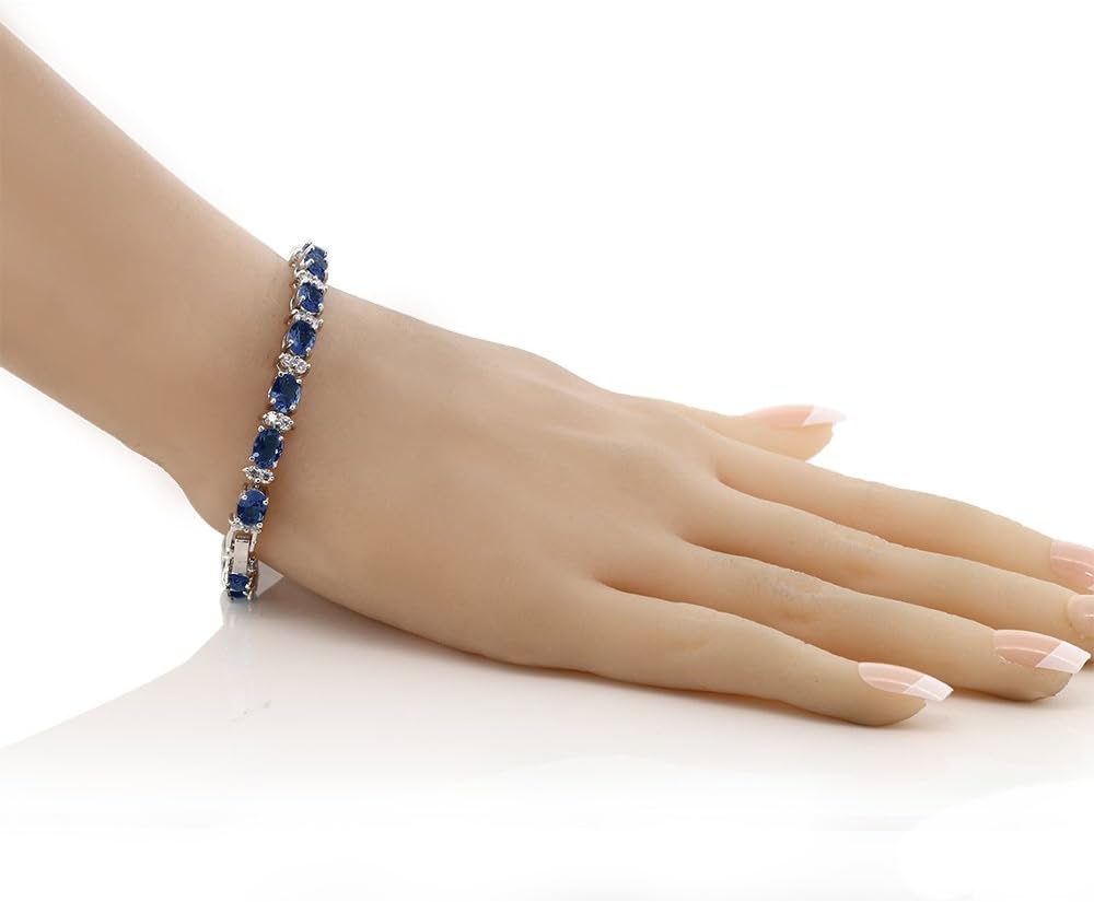 Gem Stone King 20.00 Ct Gorgeous Oval and Round 7 Inch Sparkling Cubic Zirconia CZ Tennis Bracelet For Women - Image 2