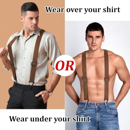Image of SUNEZLGO Suspenders for Men Heavy Duty, X Back Hidden Suspender 1.5 inch Under Clothing, Adjustable Work Suspenders for Men Women