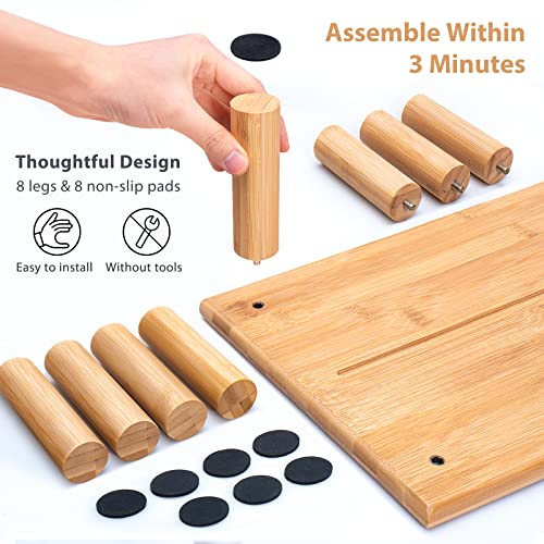 Rocdeer Dual Monitor Stand Riser With Drawer For Desk Laptop Desk Shelf With Adjustable Length And Angle, Bamboo Computer Stand Riser For 2 Or 3 Monitors Screen Laptop Pc Tv -Natural #TOP6