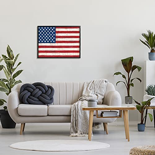 Image of Stupell Industries 'Rustic American Flag Red White Blue'| Framed Giclee Art | Stupell Industries | Black, 30 x 24 Inches, Easy to Hang and Sturdy, Made in USA, by Ruane Manning
