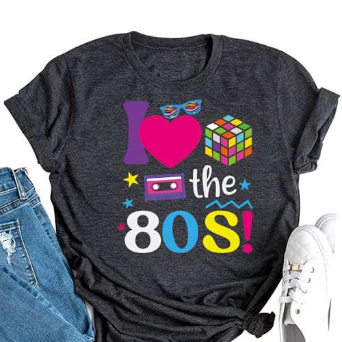 80s T Shirts Women I Love The 80s Shirt Short Sleeve Retro Fancy Dress Party Tees Pop Star Tops