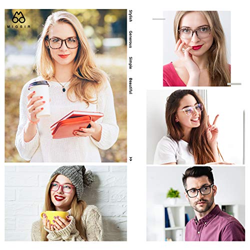 Migsir 5 Pack Blue Light Blocking Glasses Women Men, Fashion Computer Gaming Uv Eyeglasses Nerd Fake Square Frame #TOP1