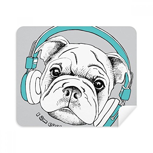 Suede tissu de nettoyage doux pour téléphone et lunettes motif chien 2pcs