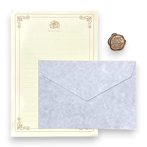 レターセット マカロンカラー 【ブルー】 封筒6枚 便箋12枚 シール6枚 手紙 パステルカラー 淡色 メッセージカード 招待状 お見舞い ラブレター 誕生日 結婚式