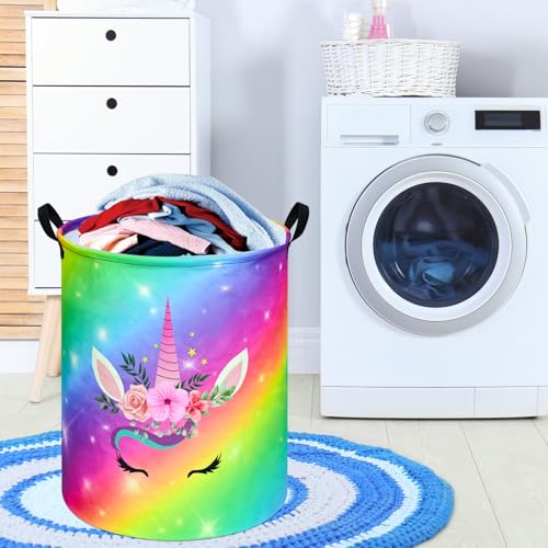 Image of Round Laundry Basket Storage Bins Nursery Hamper Gift Baskets for Home,Office,Home Decor