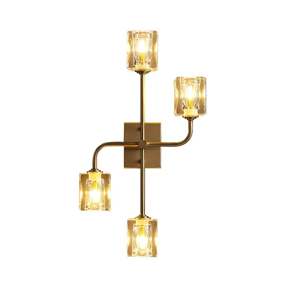 OZBMA Wall Mounted Light Bronze Crystal Lamp Warm Luxurious Personality Creative Bedroom Bedside Room Corridor Aisle Sconce Spotlights G9 Reading (Size : 4-lamp) (size_name 4)