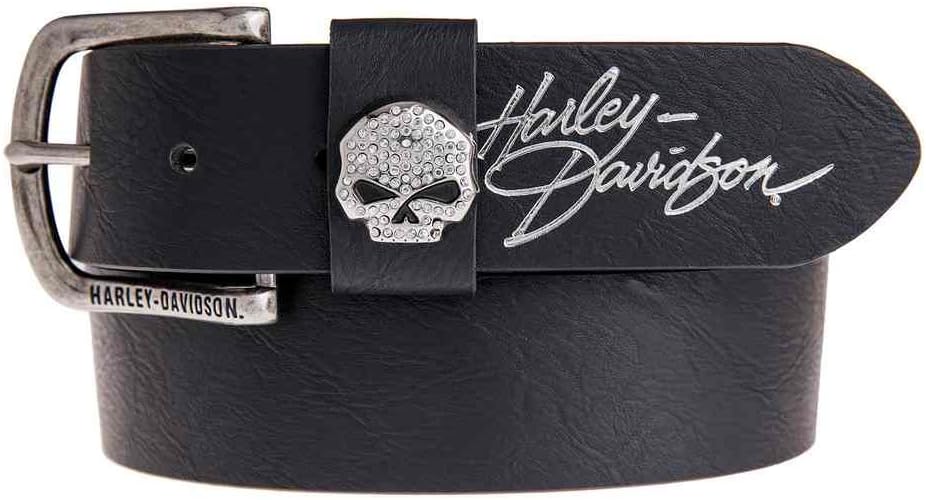 Harley-Davidson Women's Rock Candy Embellish Willie G Skull Belt HDWBT11023-BLK
