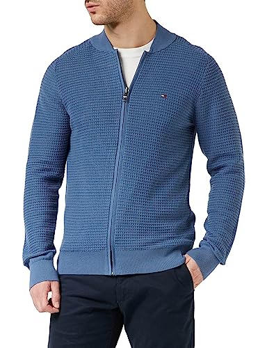 Tommy Hilfiger Herren Pullover mit Reißverschluss, Blau (Blue Coast), L