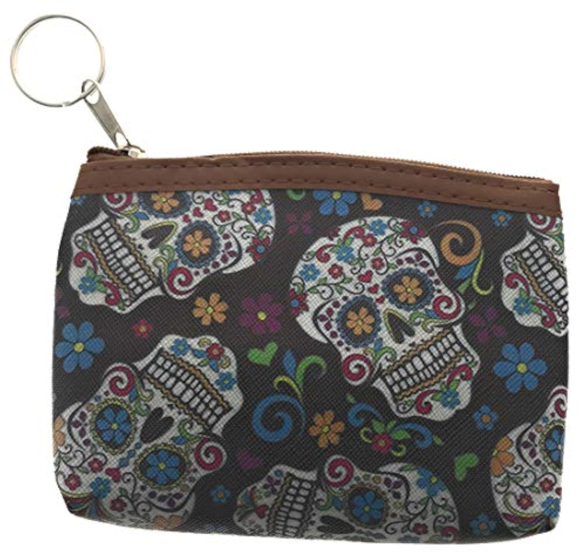 Skull & Flowers Print Makeup/Coin Bag, Unique Design