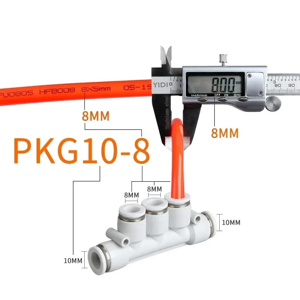 5 szt. PKG PK złącze kolektora szybkozłączka węża powietrza 12 10 8 6 4 rura pneumatyczne złącze wtykowe 4 mm 6 mm 8 mm 10 mm 12 mm (PK10-10)