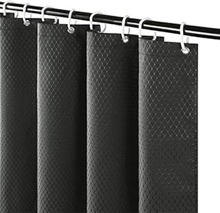 Furlinic Shower Curtains Bathroom Waterproof Mould Proof Weighted Fabric Curtains 90x180cm for Bathtub in Wetroom Dark Grey Narrow 36" Wide 71" Long Set with 6 ADS Hooks.