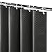 Furlinic Rideau de Douche Anti Moisissure Tissu Imperméable et Lavable Épais Petits Rideaux de Douche en Polyester Gris Foncé Gaufre pour Baignoire avec 6 Crochets 90x180cm
