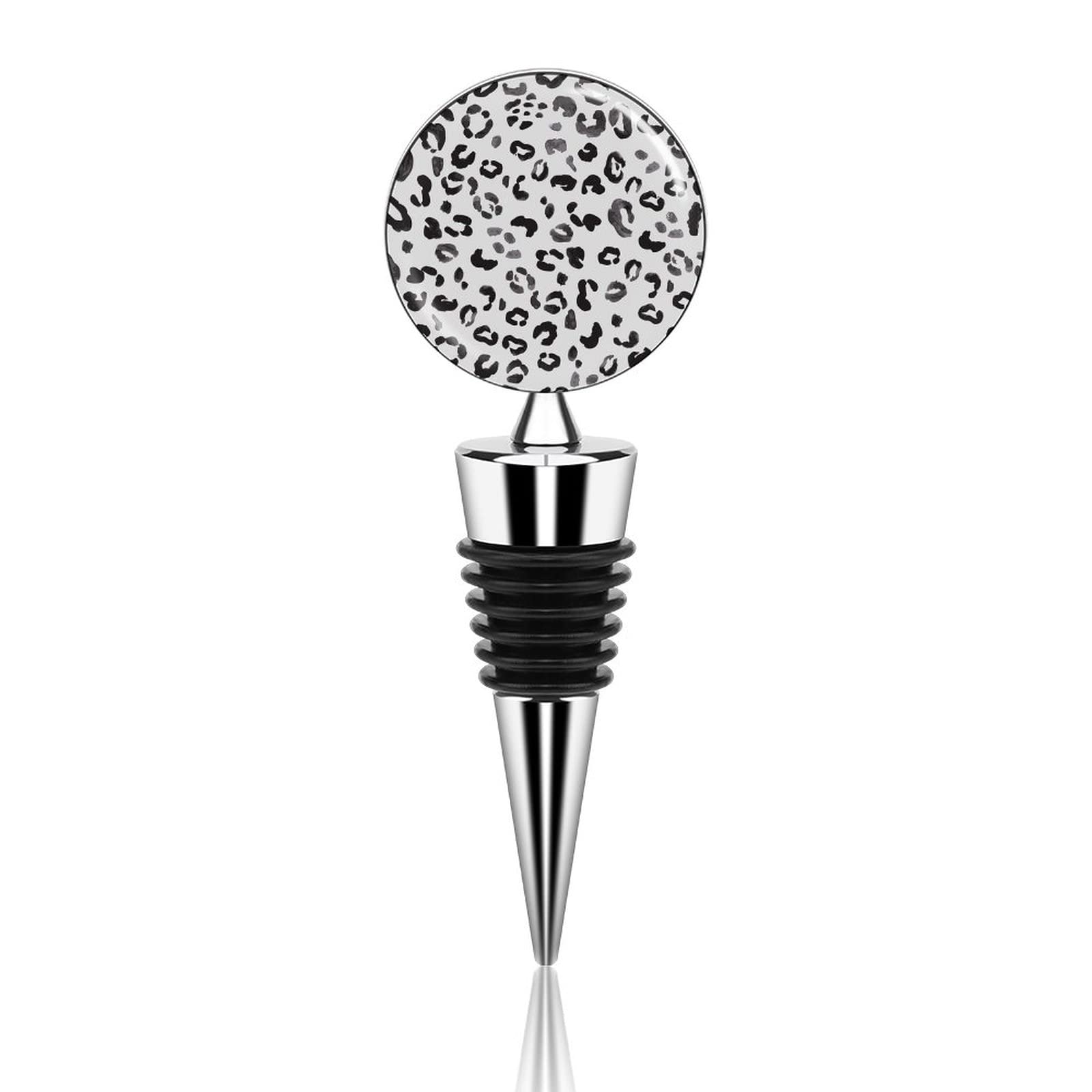 NudquioSnow Leopard Skin Wine Bottle Stopper Reusable Zinc Alloy Plug For Wedding Party Bar