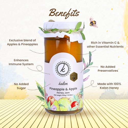 Image of KALON 100% Natural Pine Apple Jam | Made with 100% Kalon Honey | No Added Sugar & Preservatives - 300 gm
