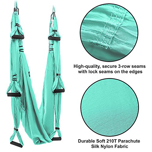 Aerial Yoga Swing Set - Yoga Hammock Aerial Swing - Aerial Sling Inversion Kit - Flying Yoga Inversion Tool - Antigravity Ceiling Hanging Yoga Sling - Adult Kids Arial Door Yoga Swing - Thumbnail 6
