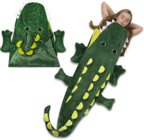 Cozy Crocodile Animal Tail Blanket for Kids Soft and Comfortable Kids Sleeping Bag Sleep Sacks Blankets for Movie Night, Sleepovers, Camping and More - Fits Boys and Girls Ages 3 - 13 Years