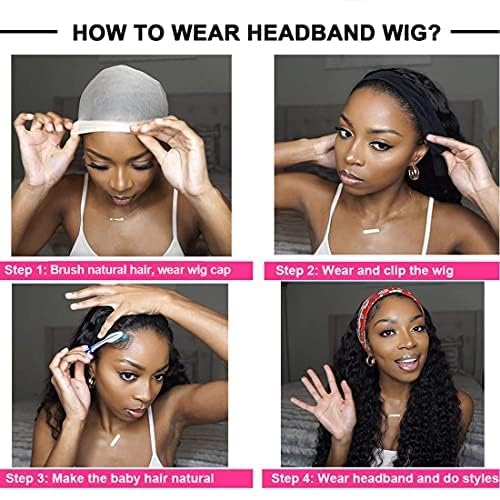 Image of Punmasa Human Hair Deep Wave 24 Inch Curly Headband Wig for Black Women