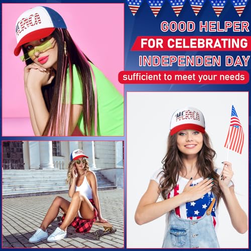Image of Jeyiour 12 Pack 4th of July Hat Bulk, Patriotic 250th Anniversary Trucker Hats USA Adjustable Baseball Caps for Men Women