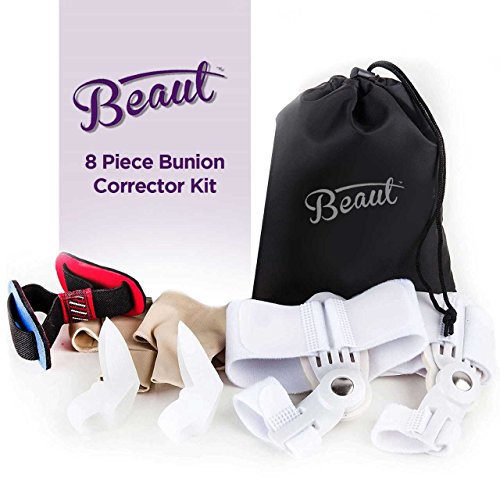 Bunion Corrector Splint and Pads Relief Kit - Hammer Toe and Hallux Valgus Pain Relief Sleeves – 8Pc. Bunion Care for Big Toe Joint Pain - Men and Women – Toe Separator, Straightener, Spacer, Spreader