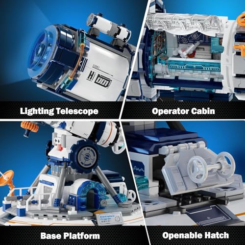 Image of SKY LINE OCEAN Space Telescope Building Set with Lights, 995+ PCS Space Exploration Model Kit for Adults & Teens 14+, STEM Planet Telescope Display Toy, Creative Gift for Space Lovers