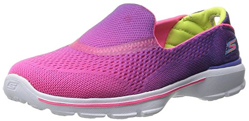 Skechers Kids Go Walk 3 Slip On (Little Kid/Big Kid),Purple/Neon Pink,12 M US Little Kid