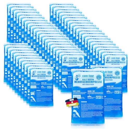 com-four® 50x Kleine Mehrfach-Kompressen 16 x 9 cm für Warm und Kaltkompressen, Kühlpads - Kühlpack mikrowellengeeignet - Made in Germany (50 Stück - klein)