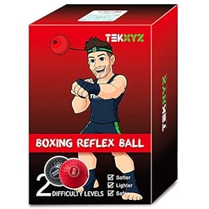 TEKXYZ Boxing Reflex Ball, 2 Difficulty Levels Boxing Ball with Headband, Perfect for Reaction, Agility, Punching Speed, Fight Skill and Hand Eye Coordination Training