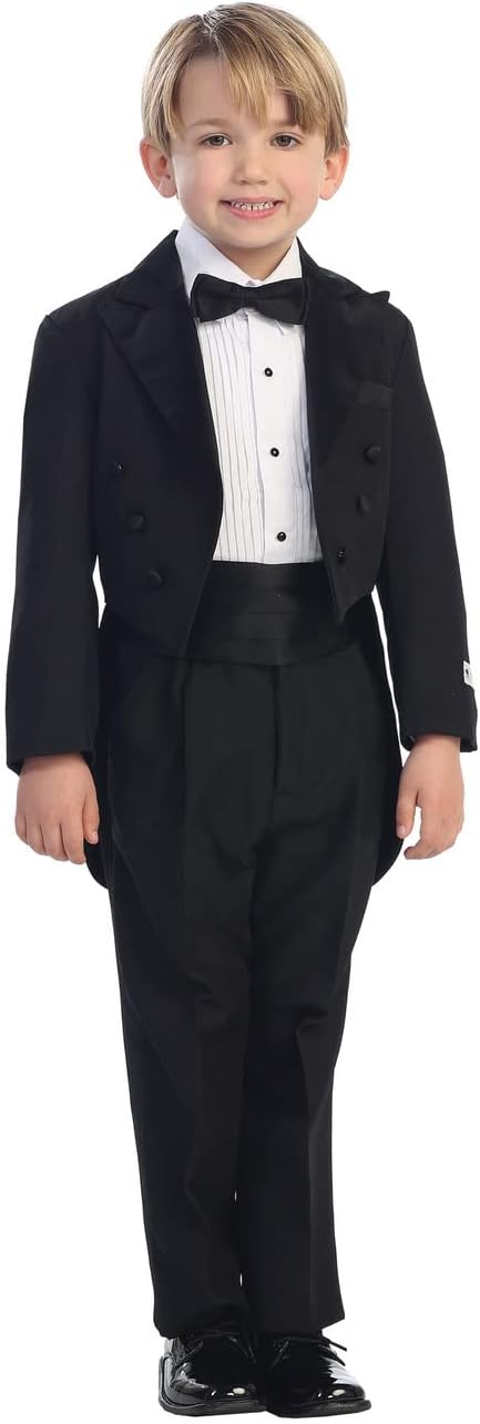 iGirldress Baby/Toddle/Boys Ivory Black Navy Jacket Pants Shirt Bowtie Tuxedo Ring Bearer Suit