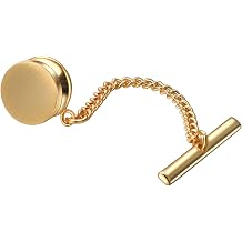 Silve Gold Black Tie Clip For Men With Chain Round Tie Tacks For Men Wedding
