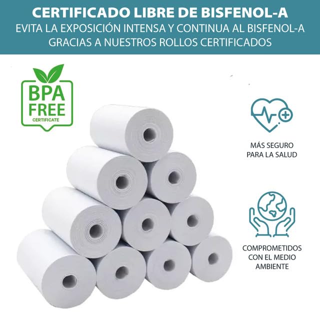 Papel Térmico 112x50mm - 50 Rollos Papel Impresora Térmica - Papel Tickets | Papel Compatible con Impresora, Caja Registradora y Básculas, Sin Bisfenol A, 60 Gr, 75 Metros/Rollo, La Casa del TPV