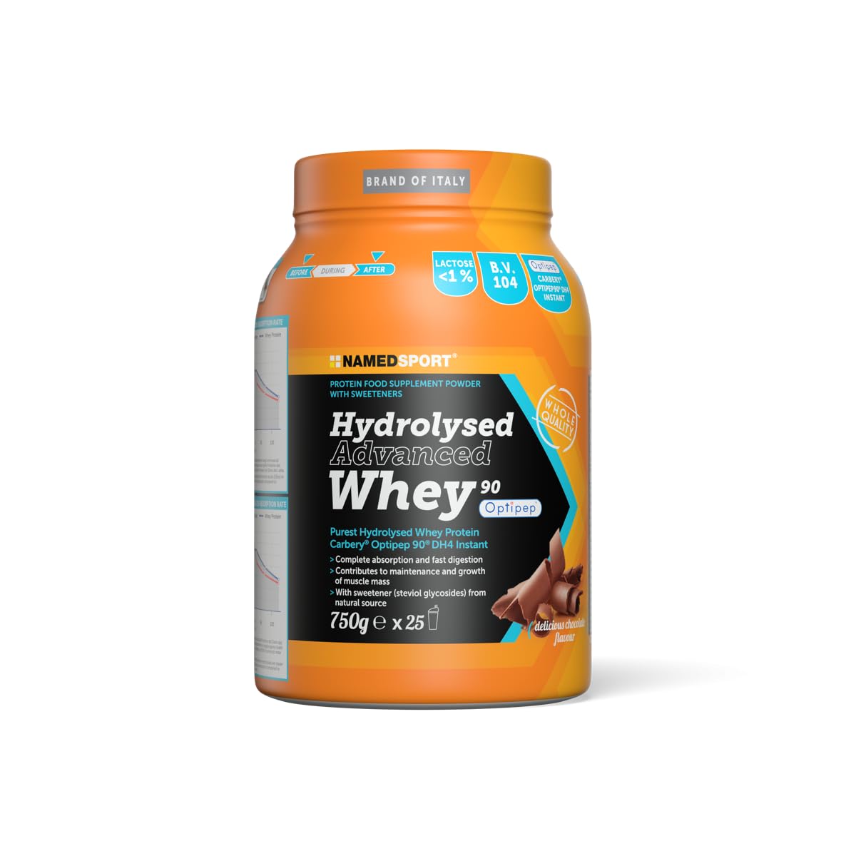 NAMEDSPORT Hydrolised Advanced Whey Delicious Chocolate 750 g - Proteine del Siero del Latte idrolizzate da Isolato di purissima qualità Carbery® Optipep®90 DH4 INSTANT, gusto cioccolato