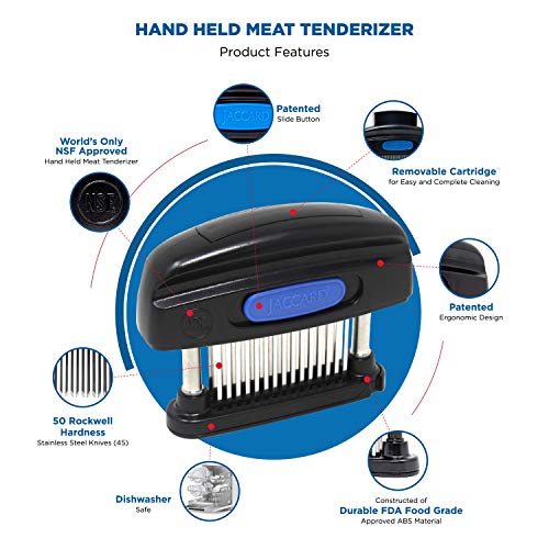 Image of Jaccard 45-Blade Meat Tenderizer, Simply Better Meat Tenderizer, Stainless Steel Columns / Removable Cartridge, NSF Approved, Black