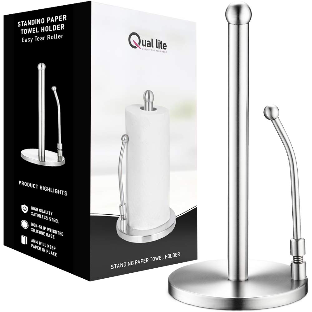 Buy QUALLITE Stainless Steel Paper Towel Holder Stand Weighted Paper