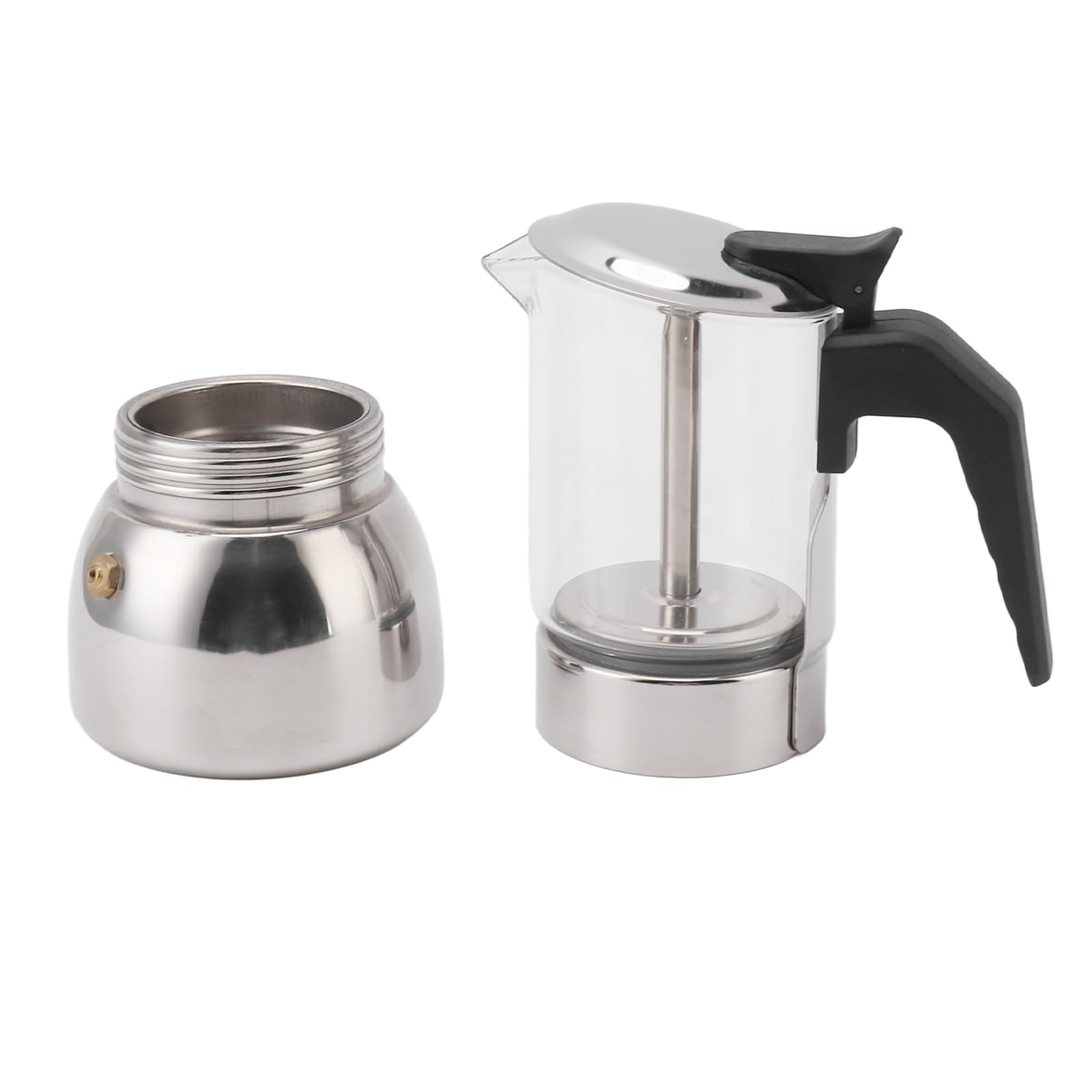 aqxreight Moka de Acero Inoxidable con Doble Válvula Compatible con Todo Tipo de Cocinas Incluyendo Inducción Diseño Portátil y Multifuncional para Preparar Café en Casa o Negocio