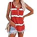 Damen Lockeres Tank-Top Ärmellose Sommer Tunika Lose Sport Tanktop Gestreift Weste T-Shirt Elegant Bluse Tunika Trägershirt mit Knopf Casual Breite Träger Tanks für Frauen Teenager Mädchen