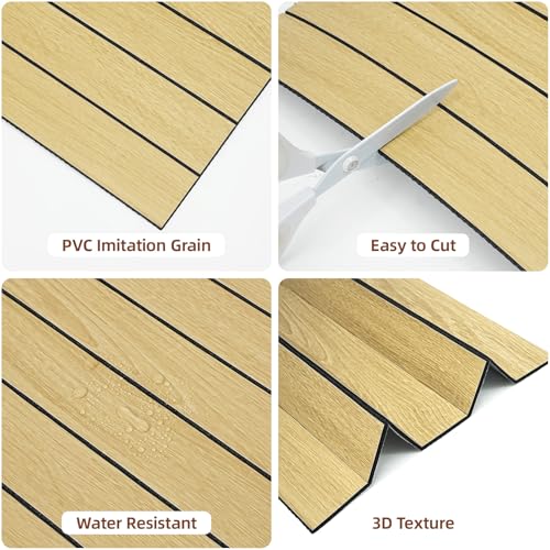 Paneles de pared de listones WADILE de PVC autoadhesivos imitación roble de 30x30 cm 4